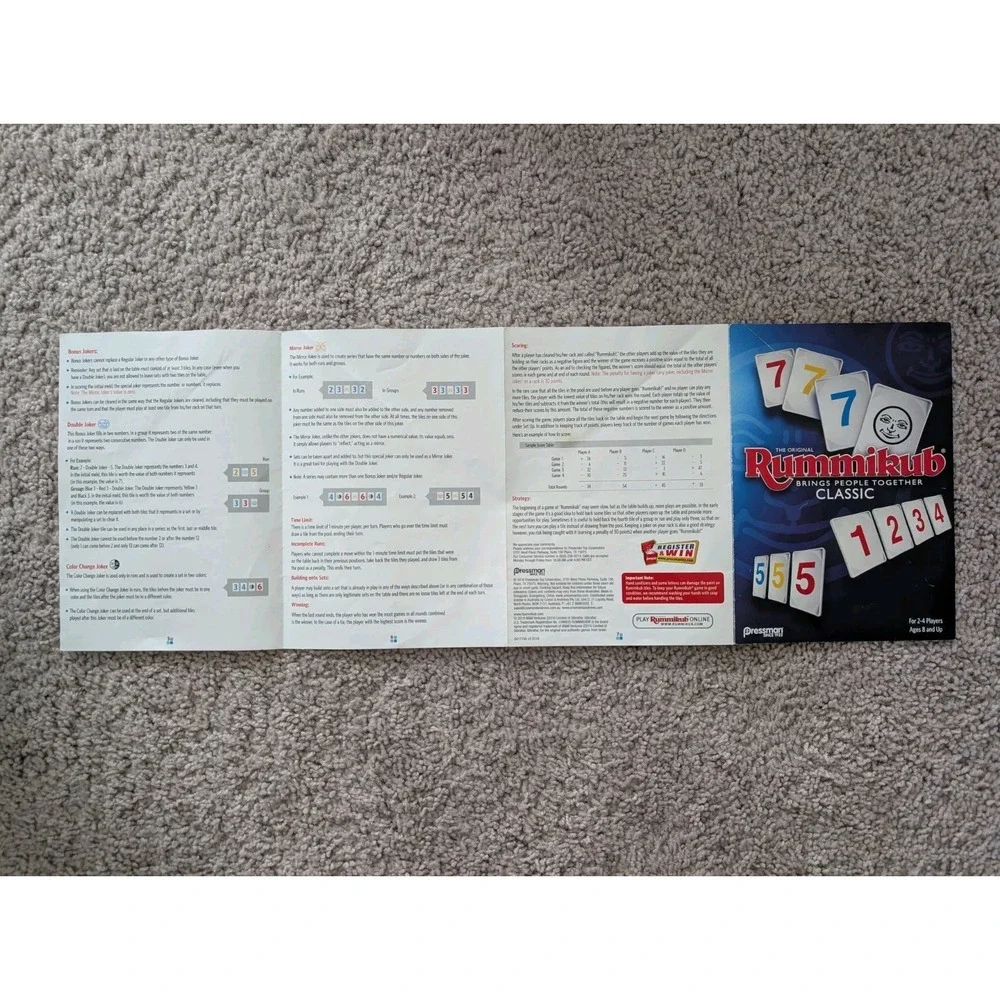 2018 Rummikub Replacement Instruction Manual